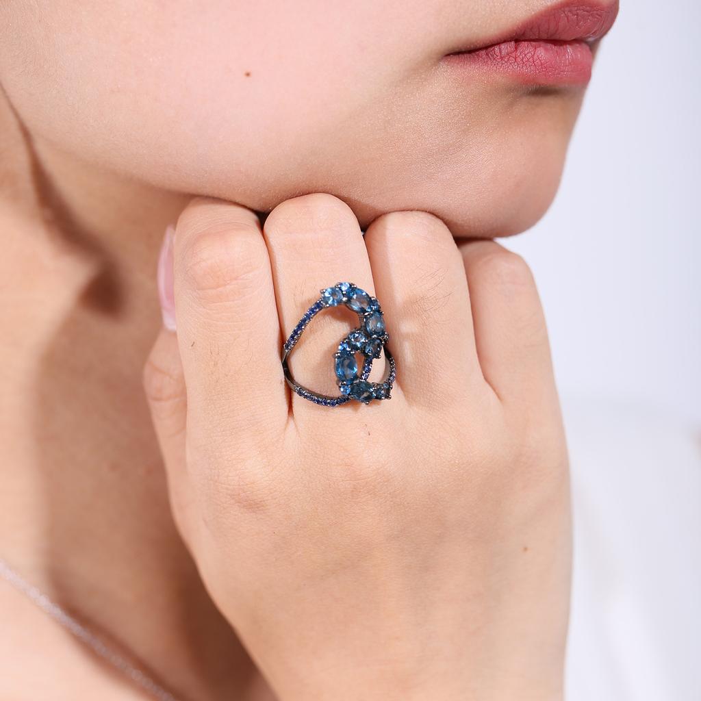 New Original Design Natural Colored Gemstone Ring for Men and Women Niche Irregular S925 Sterling Silver Topaz Ring