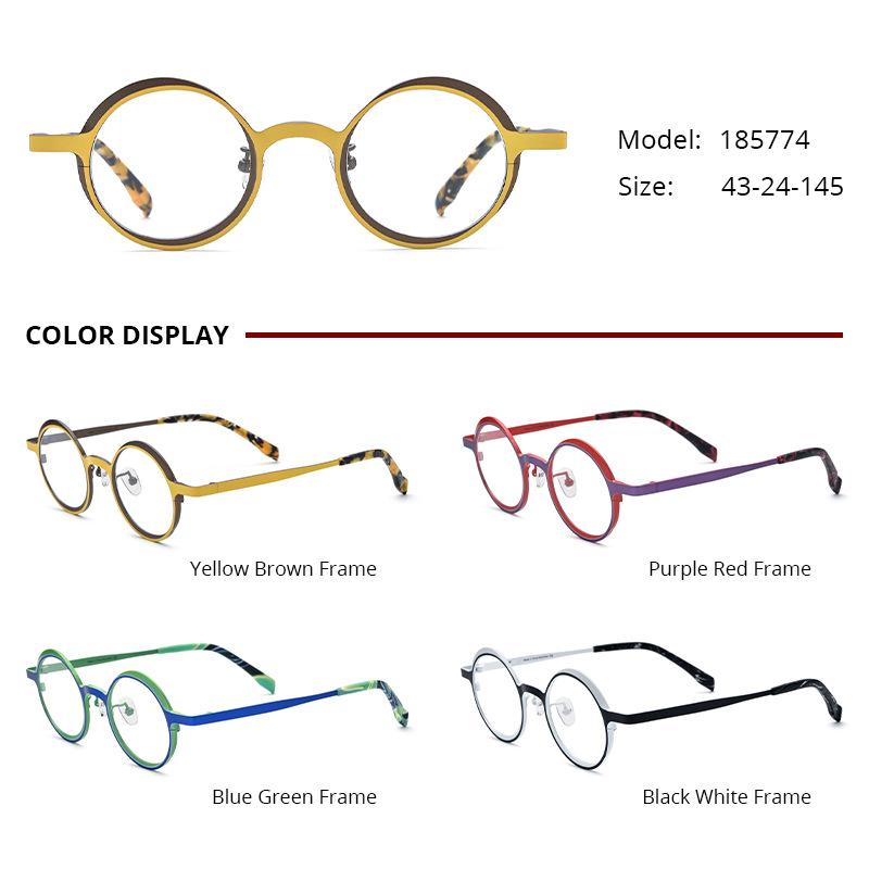 Unisex Mehrfarbige Retro Runde Titan-Brillenfassungen - Leicht & Für Sehstärken geeignet