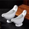 White Ceramic Gravy Boat Sauce Server with Large Pour Spout Non-Slip Bottom Gravy Dispenser for Gravy Salad Dressings