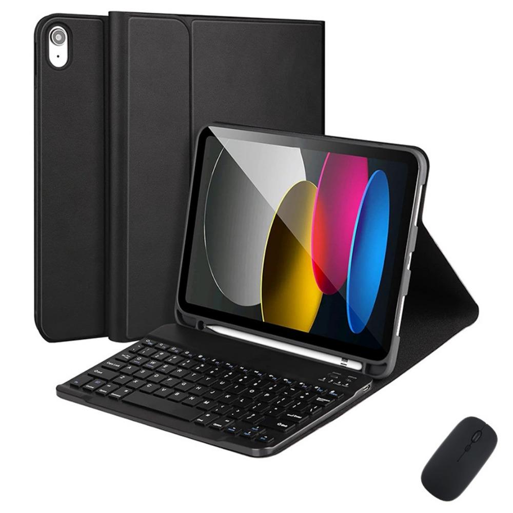 Lederhülle für iPad 10. Generation 10,9 Zoll Tablet mit magnetischer Tastatur und Stifthalterung Abnehmbare Abdeckung