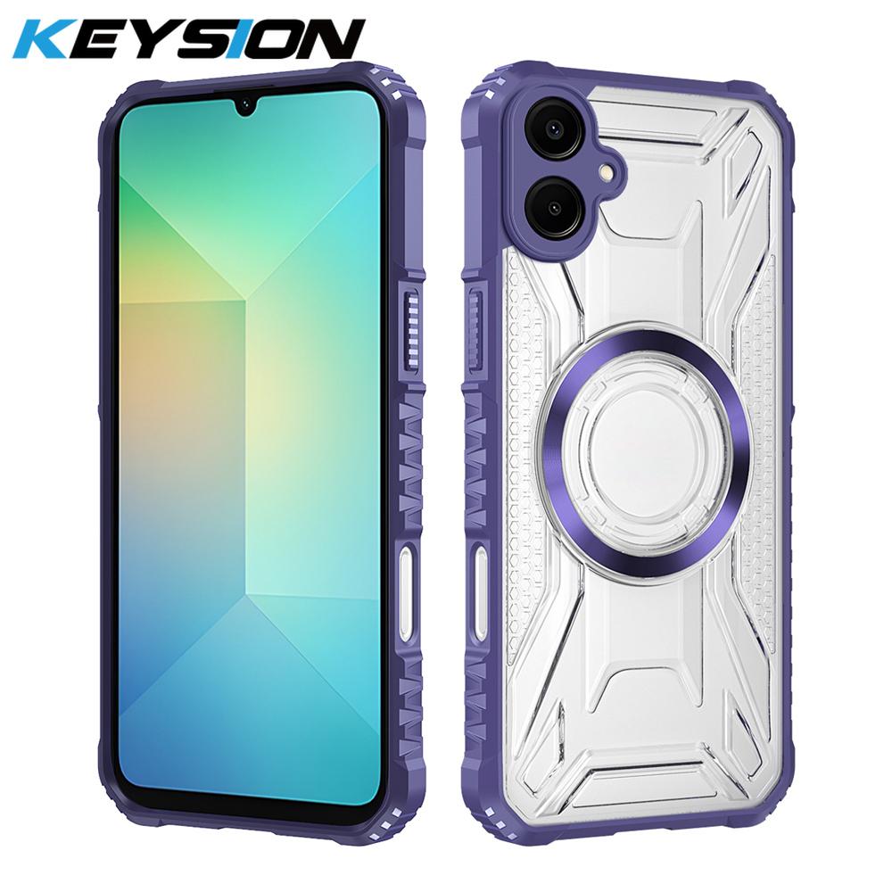

KEYSION Прозрачный магнитный чехол для Samsung A06 A05 Силикон+ПК Сверхпрочный Противоударный Чехол-накладка для телефона для Galaxy A05 A06 for Samsung A05 фиолетовый