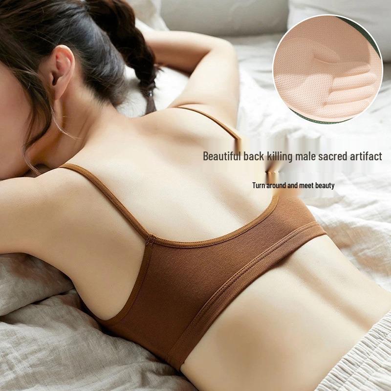 All-in-One Cotton Sports Bra Tank: Sweat-Wicking, Push-Up, Beautiful Back Design, Padded Bandeau, Anti-Exposure Base Layer