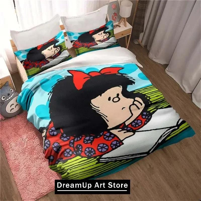 Kawaii Anime Mafalda All Season Twin Bedding Set 3 Piece Comforter Set Bed Duvet Cover Double King Comforter Cover Home Textiles