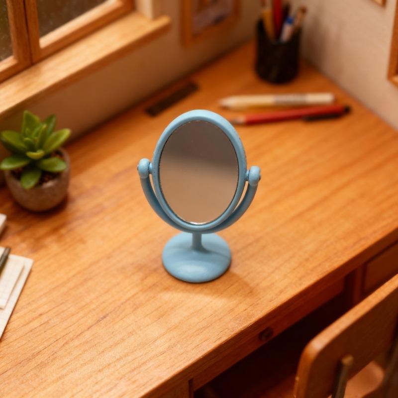

1Pcs 1:12 Dollhouse Mini Retro Mirror Dressing Table Vintage Bathroom Furniture Dollhouse Ornament Doll Accessories синий