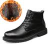 Fashion Men'S Medium Leather Boots Fashion Trend Casual Lace-Up Daily Men'S Shoes Cotton Warm Martin Boots