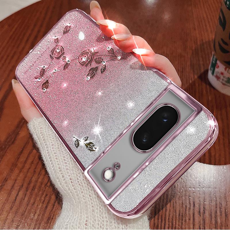 KADEM For Google Pixel 7 5G Case Gradient Flower Pattern TPU Phone Drop-proof Cover