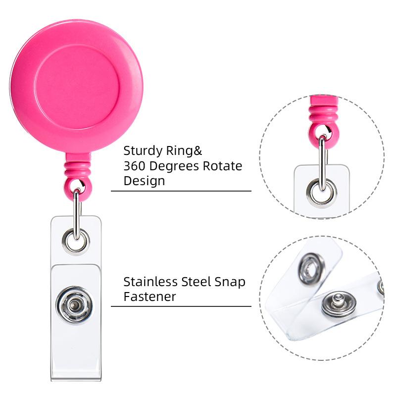 Retractable Badge Reel with Durable Clip and Clear Vinyl Strap for ID Card Holder Suitable for Office Work and Events