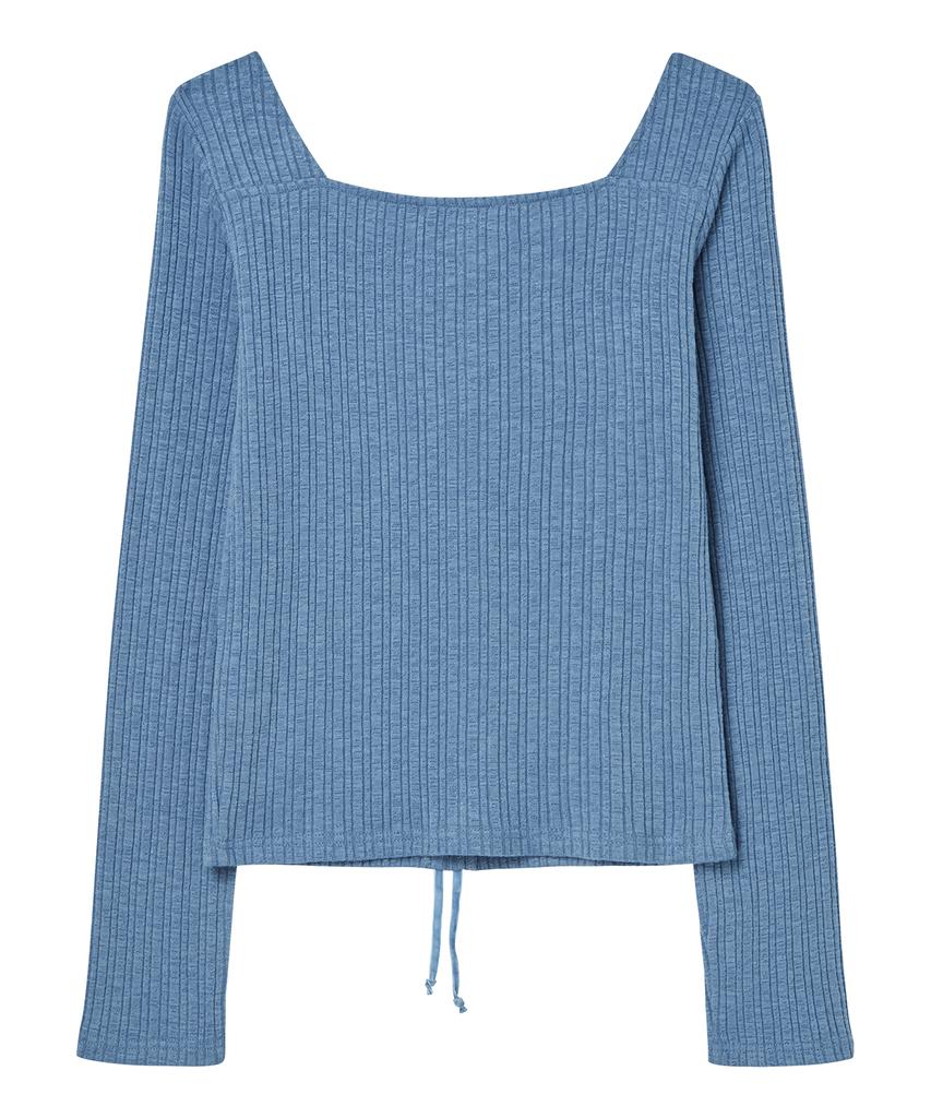 DELICCENT String Tie-Up T-Shirt [Blue]