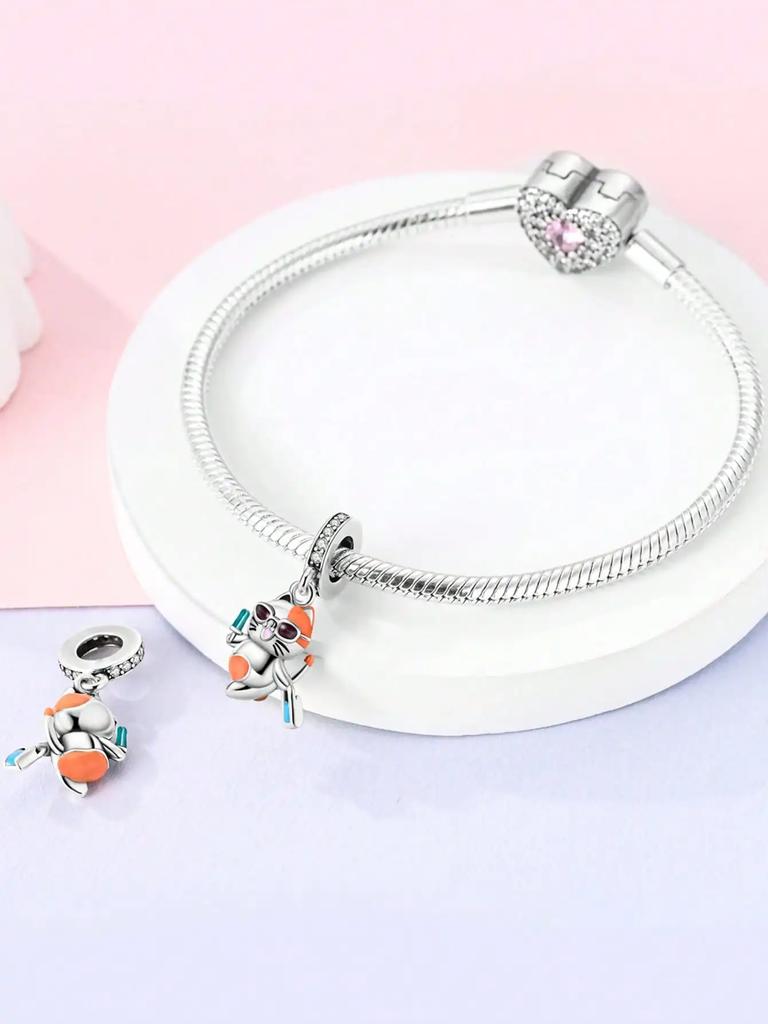 Charm Copper Colors Traveling Cat Beads Cha Bead For Original Bracelet Diy Beads Charms Jewellery Making Gift For Women Styfne