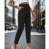 Women's Casual And Fashionable Color Pleated Straight Leg Rolled Up Casual Pants