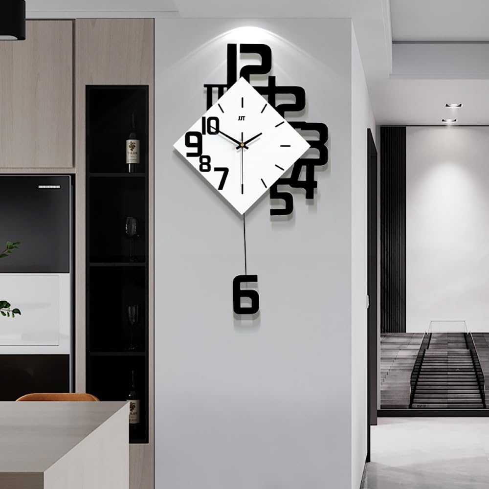 Wall Clock with Continuous Second Slim Cute and Simple Canvas Perfect for Living or Any Room Stylish, Silent, Battery-operated Hand. Design, Style,