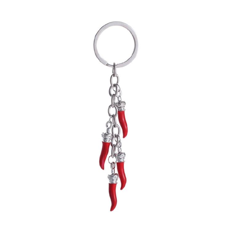 Živý klíčenka s rohem chilli Zábavná dekorace na tašku Odolný klíčenka ze slitinového materiálu