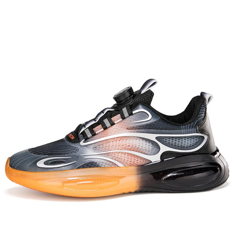 Men's shoes summer new casual rotating button breathable platform youth sports running dad shoes