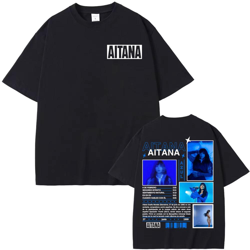 2026 Singer Aitana Cuarto Azul Tour Camisetas Gráficas Unisex Moda Femenina Estética Camiseta de Manga Corta Algodón Camiseta Casual