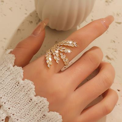 Nuevo Anillo de Ramo de Olivo Colorfast Anillo para Dedo Índice Moda Abierto Ajustable
