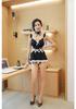 Plus Size Sexy Lingerie Lace-up Maid Uniform with Deep V and Open Back