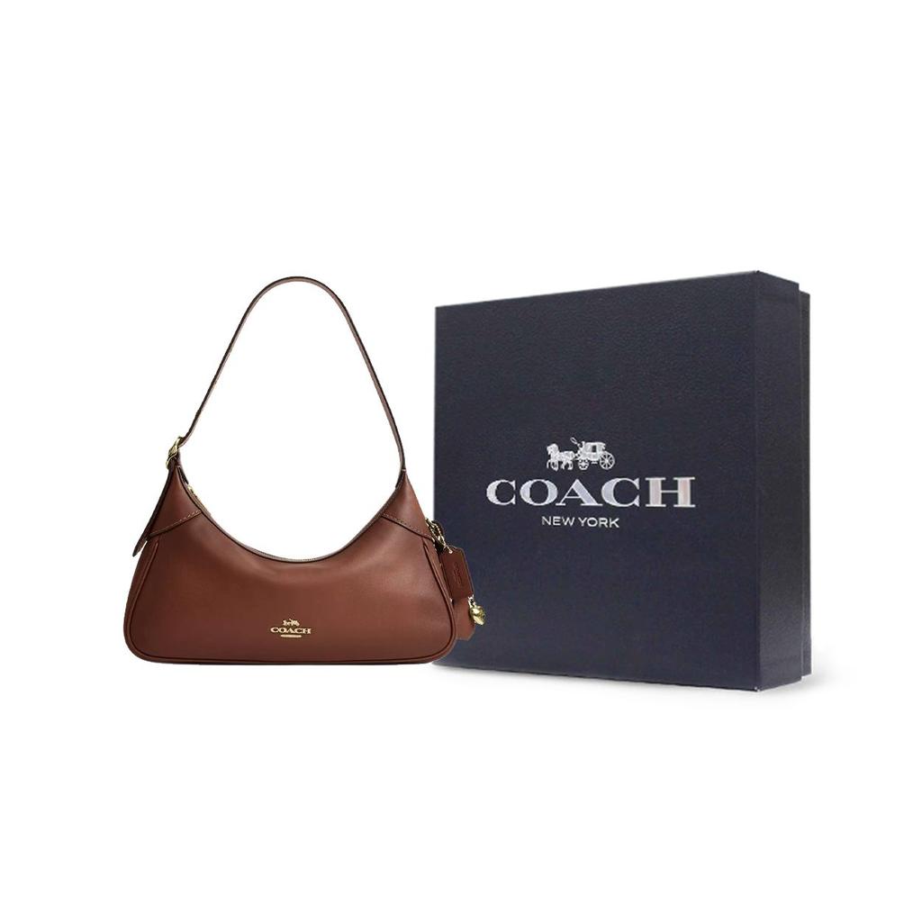 Coach Ella Metallic Akzente Uni Design Leder Umhängetasche Klein Damen Umhängetasche Braun CDY38-IMR1W