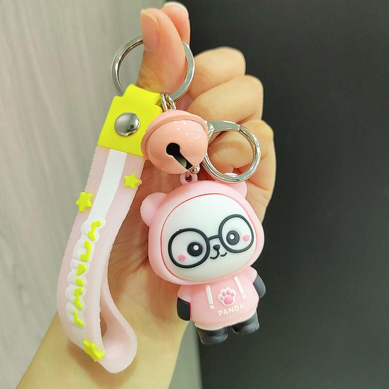 Adorable Cartoon Hoodie Panda Keychain Cute Silicone Key Ring Fashion Gift