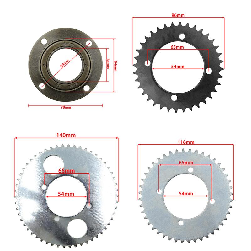 Motorcycle T8F 36 Tooth Rear Chain Sprocket 4 Hole Freewheel Adapter For 47cc 49cc Minimoto Pocket Bike Gas Petrol Goped Scooter