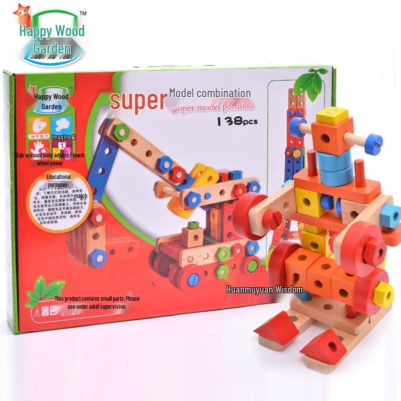 Wooden DIY Kids' Nut Assembly Tool Set - Educational Puzzle Toy for Ages 3-5