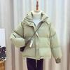 2026 Winter Womens Short Hooded Cotton Puffer Jacket Solid Color Ins Style Student Warm Coat