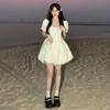 French niche design feeling waist sweet princess style dress schoolgirl summer white Lolita tutu