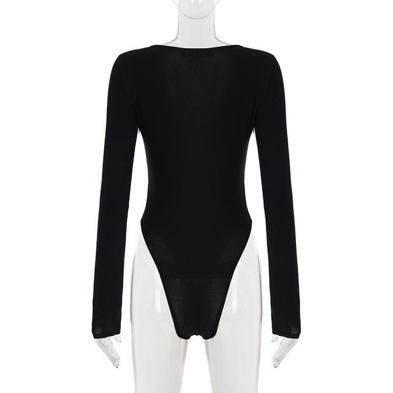 European & American Women's Spring/Summer Slim-Fit Solid Color Jumpsuit Base Layer Top
