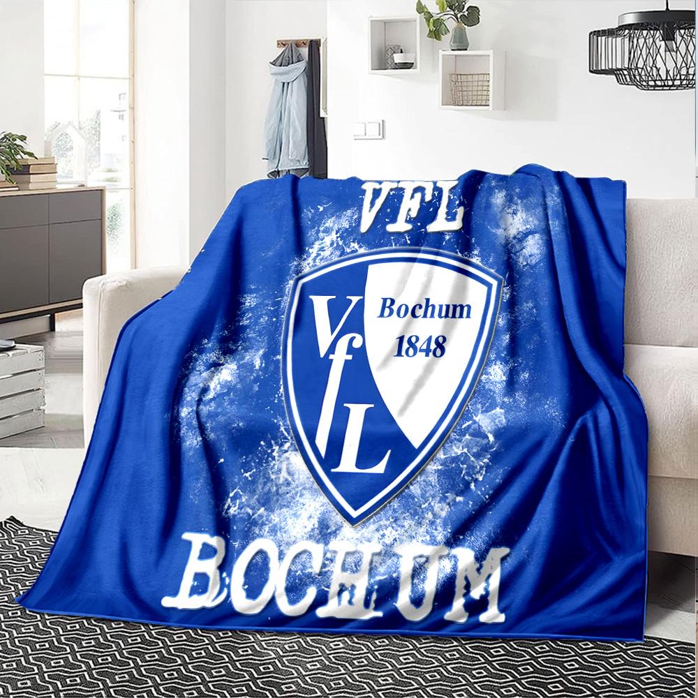 Bochum Crest Flannel Blanket, Soft Polyester, Modern Design, All-Season for Camping, Travel, Gifts for holidays or birthdays