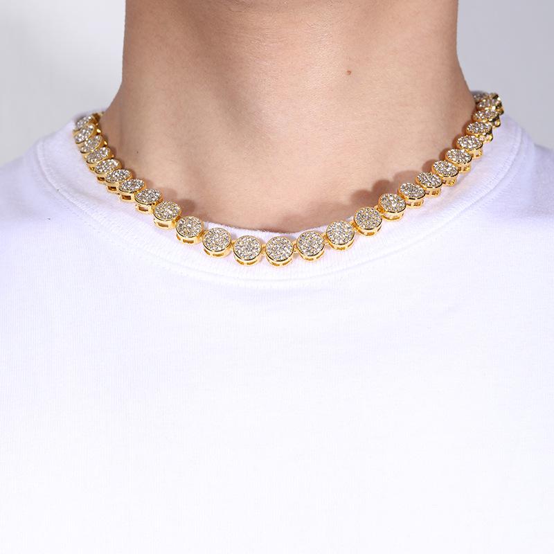 Women's Hip Hop Rock Candy Chain Necklace: Round Diamond Collarbone Jewelry