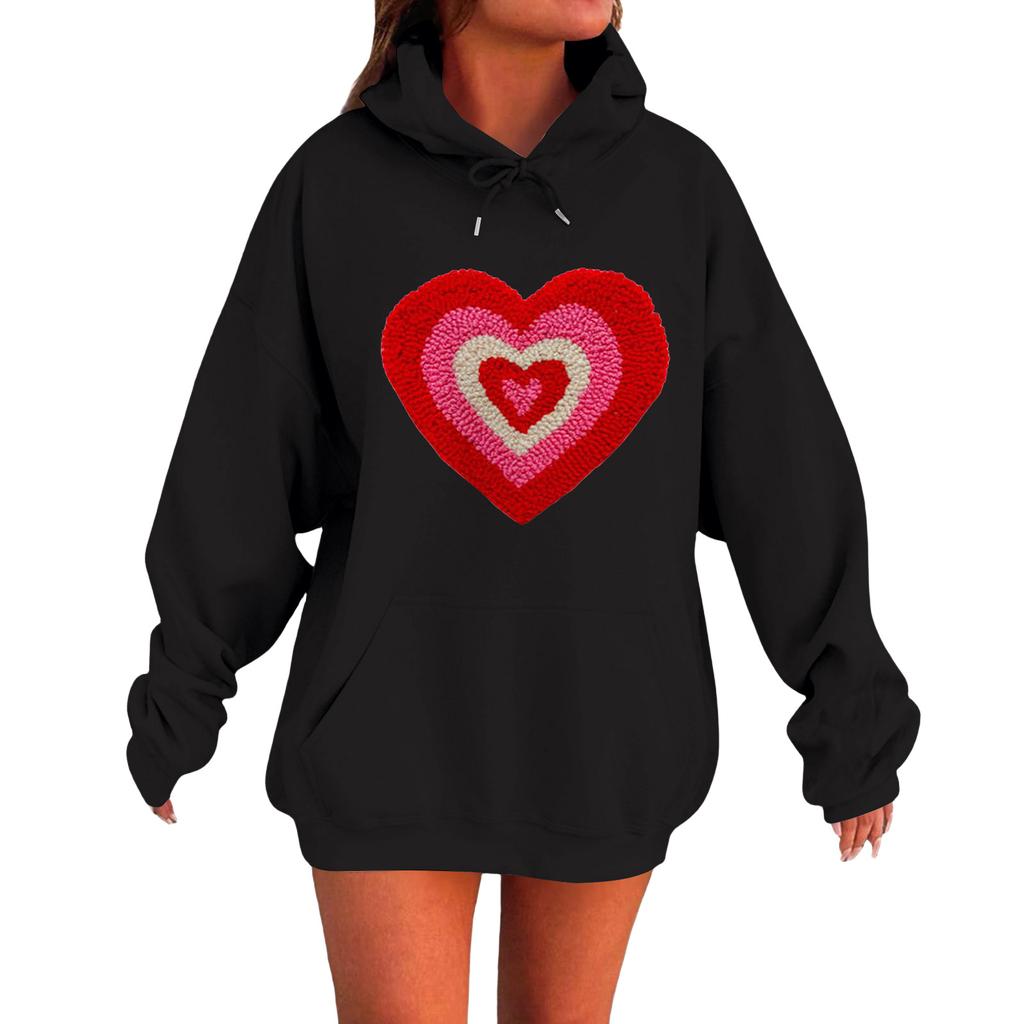 Damen Locker Bequem Lässig Modisch Liebe Aufdruck Langarm Sweatshirt