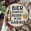 2D Flat, 1pc 7.87inchs Suitable for Garage & for Man Cave Beer-Themed Vintage Aluminum Wall Sign - "Beer Tastes Better In the Garage" Humorous Retro