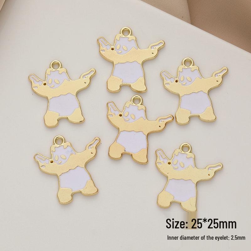 Korean-Style K Gold Enamel Cute Cartoon Animal Jewelry Pendants (Pandas & Whales) Single Piece Price