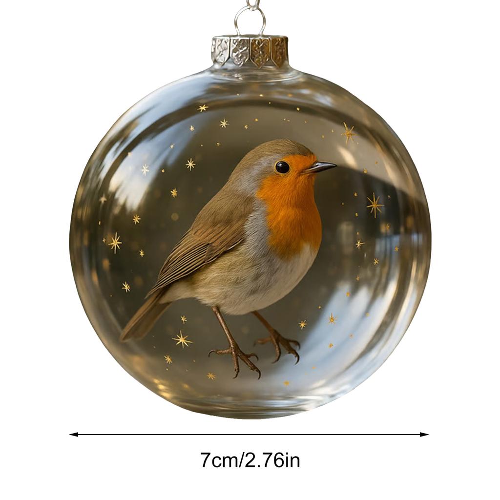 Christmas Nature's Birds Crystal Glass Ornament PVC Bird Glass Tree Clear Ornaments Xmas Tree Hanging Pendant for Holiday Decor