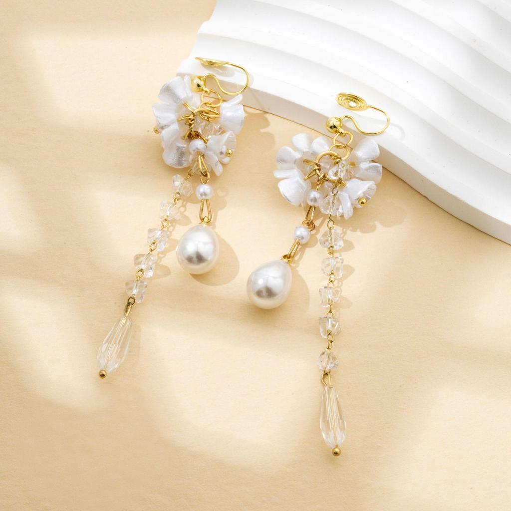 Pearl Mosquito Coil Disc Ear Clips: No-Pierce, Elegant French-Style Earrings for Women