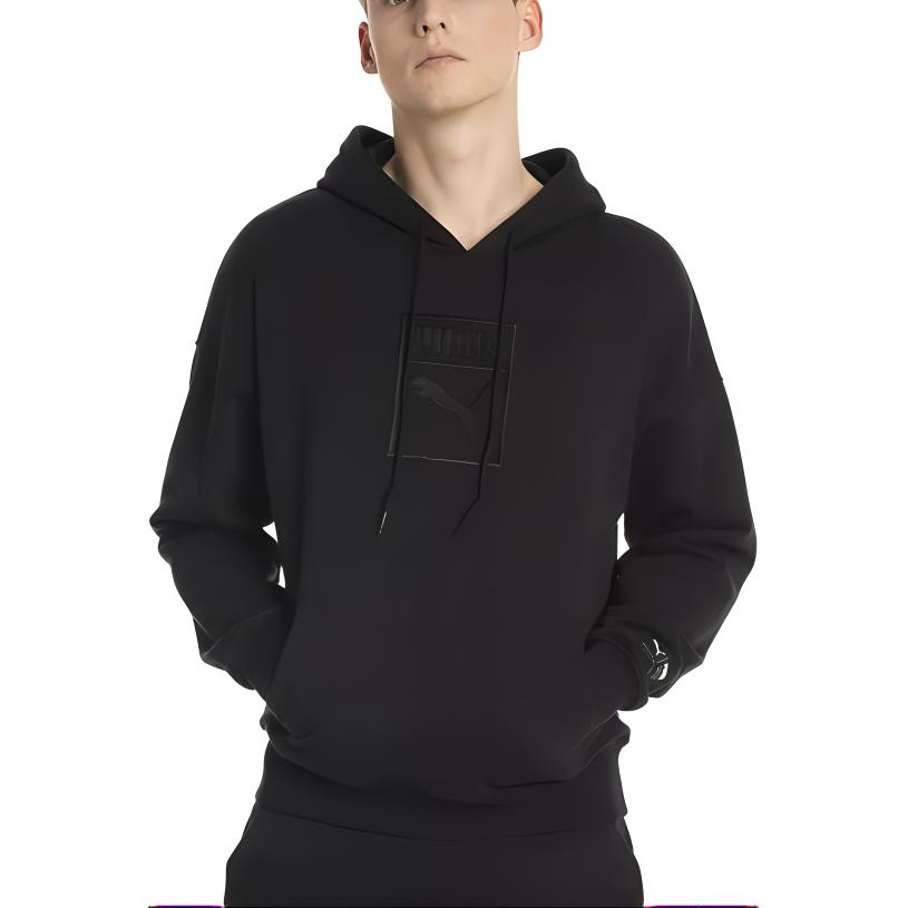 Puma Esstr Cat Logo Hooded Comfortable Soft Simple Sweatshirt Men Sweatshirt Black 673848-01