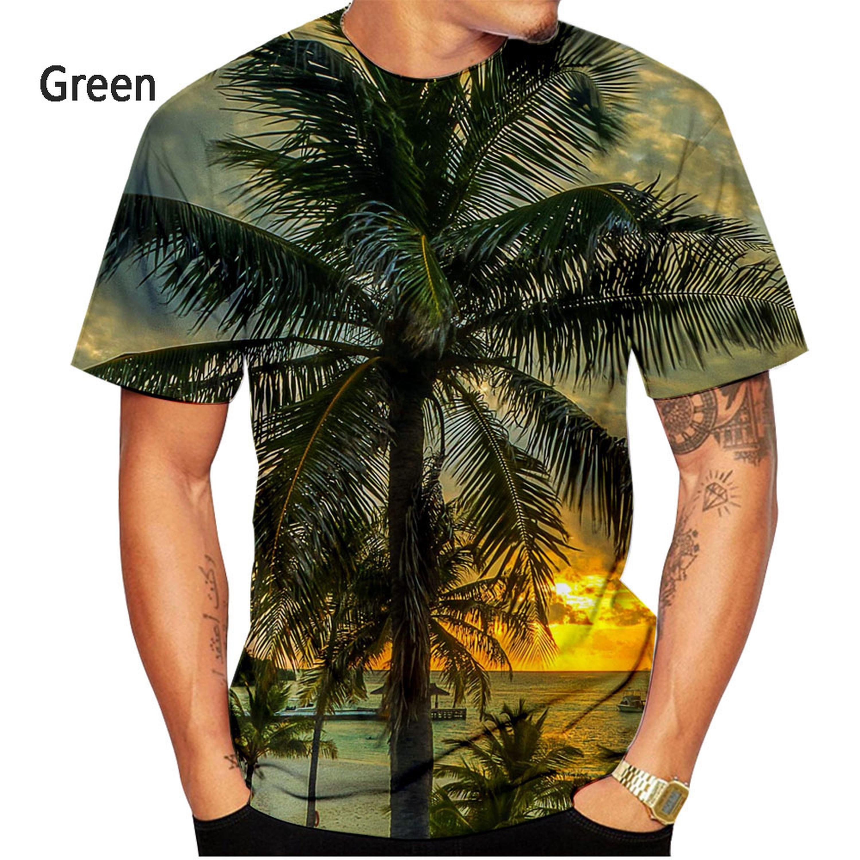 

Футболка с летним рисунком пальмы, мужская модная футболка с рисунком природы, повседневная футболка с коротким рукавом с 3D-принтом 6XL