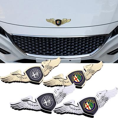 QJDS8 Emblème Badge Autocollant Chromé Métal pour Capot Avant de Voiture pour 156 159 147 155 Mito Giulia GT Giulietta Stelvio Tonale 4C 8C