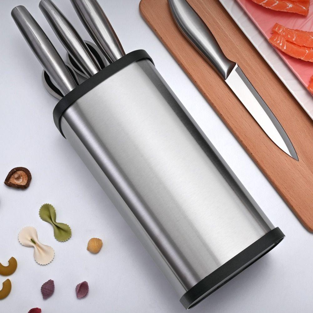 Stainless Steel Cutter Holder Drain Hole Square/Round Save Space Kitchen Utensil Organizer Quick Access Cutter Storage Bucket