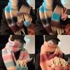 Rainbow Striped Scarf Women's Premium Sense Versatile Tassel Ball Warm Scarf Christmas Atmosphere