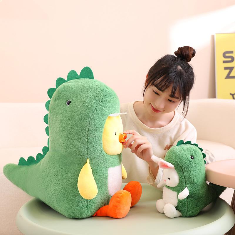 Cute Panda Transforms Into Dinosaur Doll Forest Animal Elephant Rabbit Plush Doll Children Sleep With Little Yellow Duck