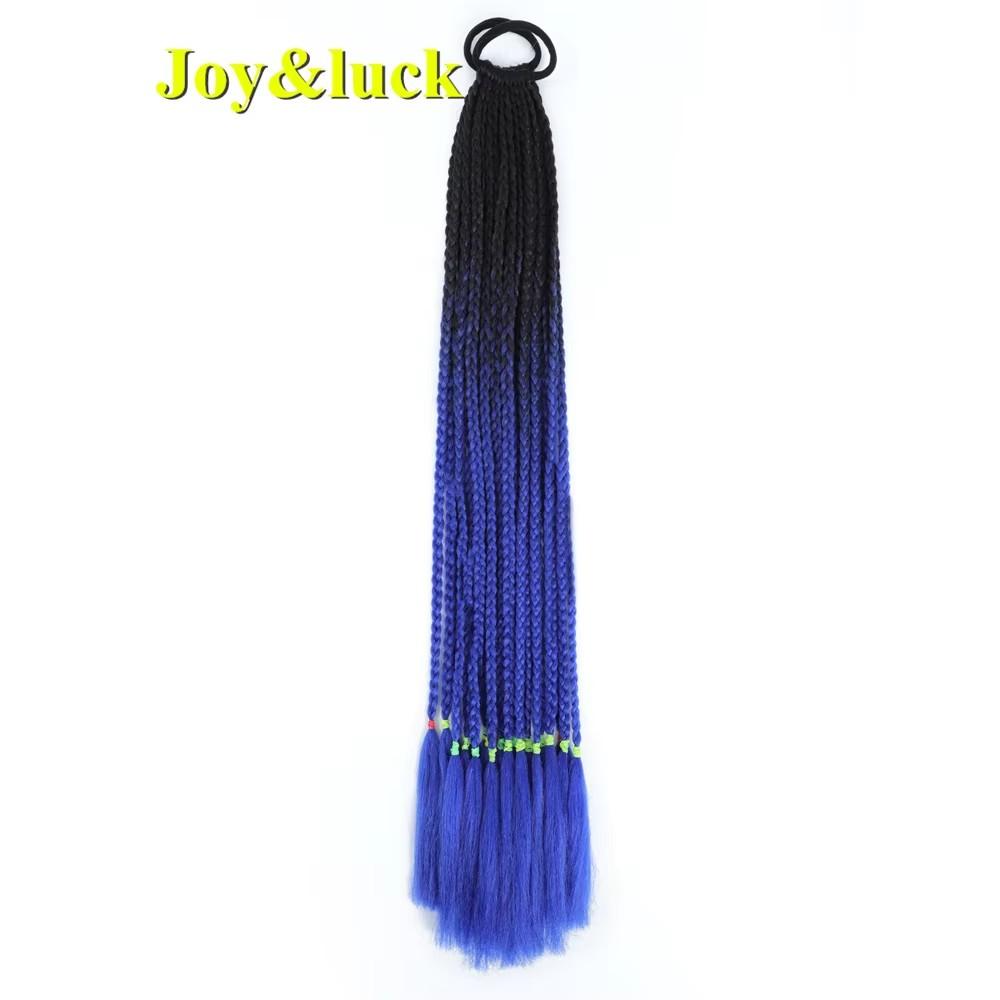 24 Zoll Ombre Yaki Straight Synthetische Haarverlängerungen Mädchen Farbe Geflochten Zopf Gummiband Box Braid