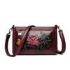 Damen Geprägte Blume Umhängetasche Vintage Florale Schulterhandtasche PU-Leder Tägliche Pendlertasche Lässige Mehrzweck-Geldbörse für Mama Arbeit Einkaufen