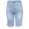 Yaz Kadın Denim Yırtık Moda Ham Kenar Saçaklı Kot