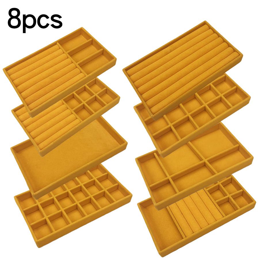 1PC, Flocking Jewelry Box Jewelry Tray, Color: Yellow