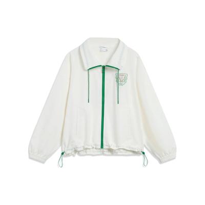 Chinese Culture Series Embroidered Floral Collar Windbreaker Women Outerwear Milk-White AFDT376-1