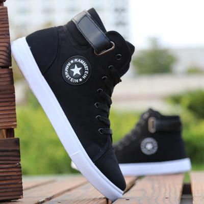Spring Autumn High Top Sneakers Men Cloth Shoes Fashion Brand Cool Young Men Street Style Black