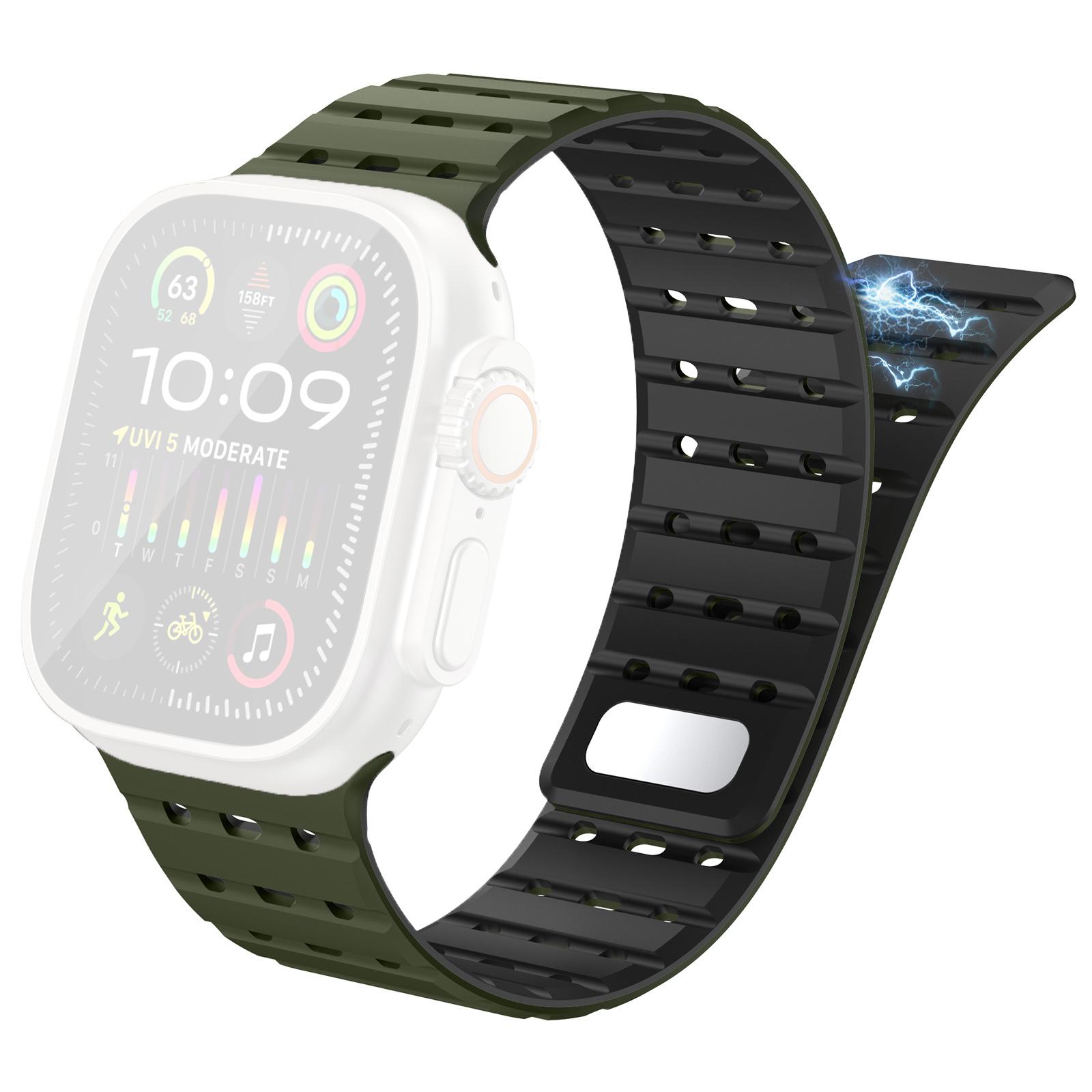 

AHASTYLE WE33 Watch Band For Apple Watch Series 10 Ultra 9 8 7 SE 6 5 4 3 2 1 46mm 49mm 45mm 44mm 42mm Magnetic Silicone Strap D