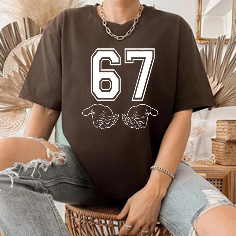 Funny Six Seven Tshirt 67 Hand Tshirt Meme Generation Alpha Tshirt Trendy 67 Tee Unisex Short Sleeves Tops Funny Gen Alpha Gift