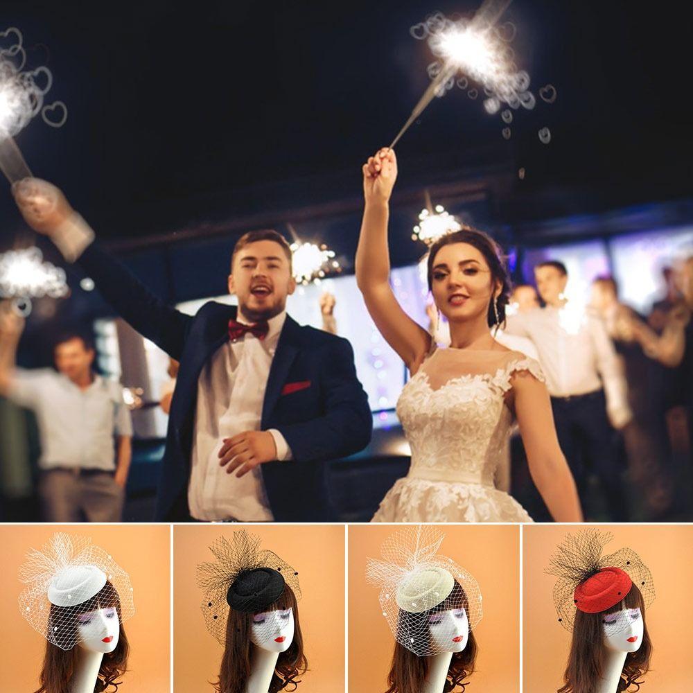 

Day Cocktail Headwear Womens Felt Hat Bridal Cocktail Headwear Wedding Mesh Fishnet Veil Hat