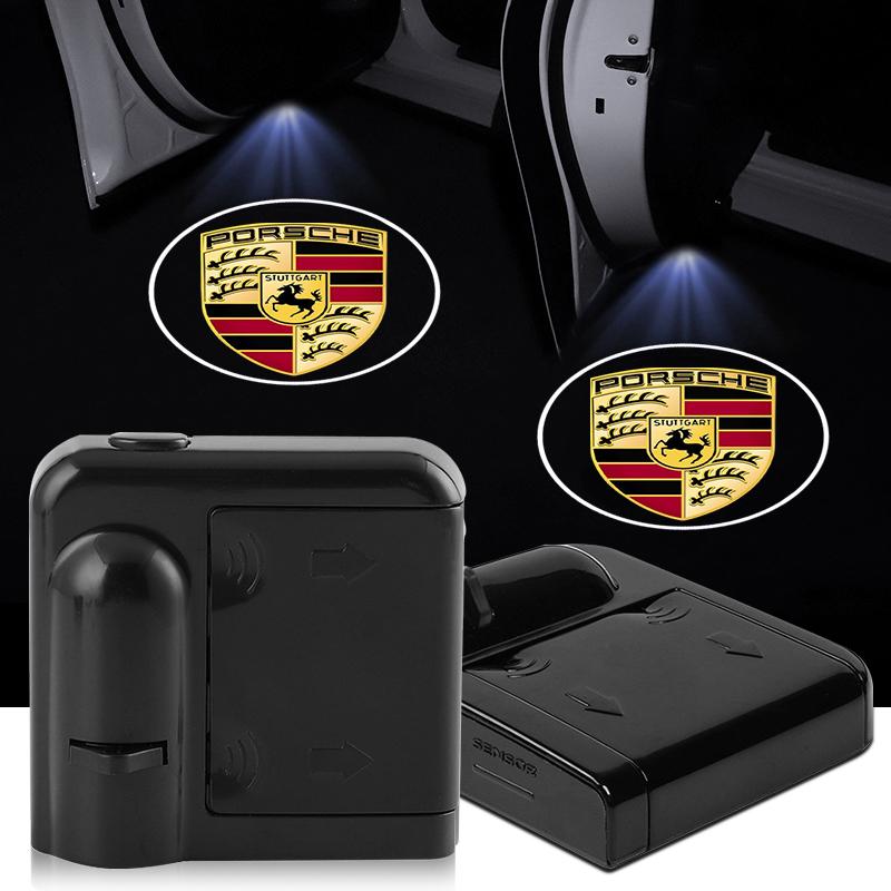 2 stk/sett Bildøremblemlys LED Velkomstlampe Trådløs Laserprojektor For Porsche Cayenne Macan 911 Gt3 918 928 944 968 Boxster Panamera